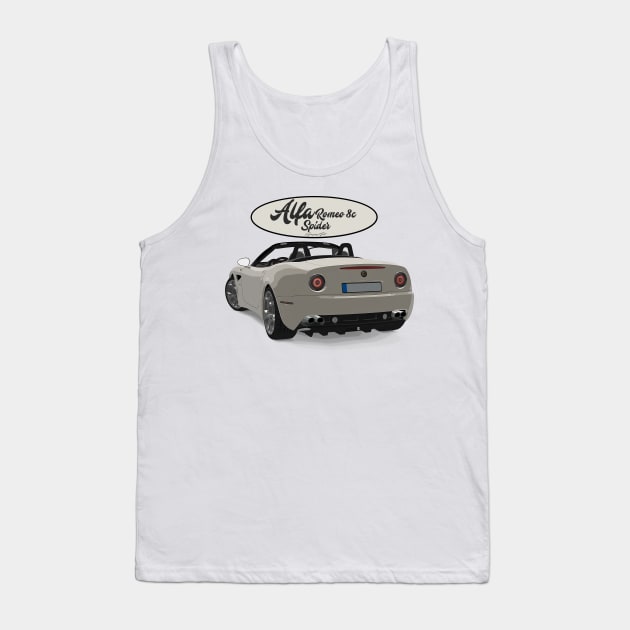 ALFA ROMEO 8C SPIDER White Back Tank Top by PjesusArt